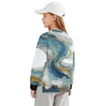 thumbnail image 2 of Xoenoiee Blue Golden Marble Print Sweatshirt for Girls Oversized Crewneck Sweatshirts Long Sleeve Side Slits Casual Pullover Tops, 9-10 Years, 2 of 7