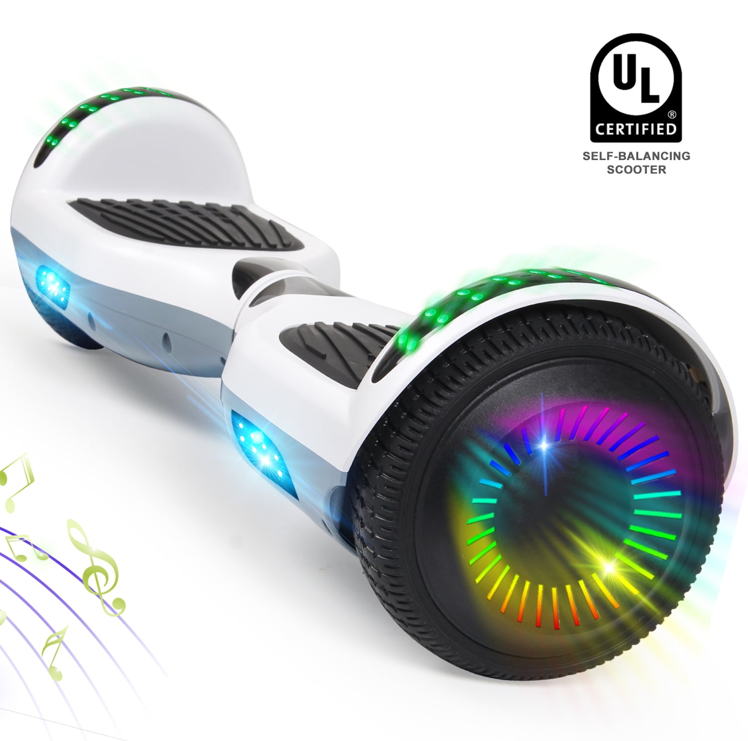 6.5" Bluetooth Speaker LED 2-Wheel Self Balancing Scooter UL2272 7-Color Options 