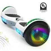 V.I.P. Hover board 6.5 In. Two-Wheel Self Balancing Hover board with Bluetooth Speaker and LED Lights Electric Scooter for Adult Kids Gift UL 2272 Certified White Color