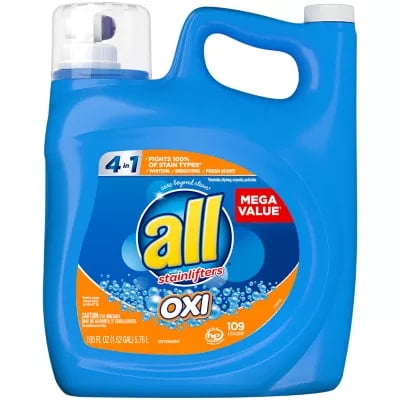 all Laundry Detergent Liquid with OXI Stain Removers and Whiteners, 195 Fluid Ounces, 109 Wash Loads