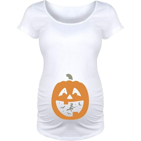 

Pumpkin with Halloween Scene - Maternity Scoop Neck T-Shirt