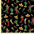 thumbnail image 1 of eloria Hat & Plant Cotton Fabric Squares&nbsp;Sewing Supplies Printed Fabric for , 1 Yard, Black, 1 of 2