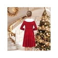 thumbnail image 5 of Sunny Fashion Girls Dress Red Velvet Christmas Santa Flared Long Sleeve Warm Winter Holiday Family 10 Years, 5 of 8