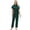 Green, variant on Women 2 Piece Satin Pajama Set, Collared Short Sleeve Button Down Shirt Elastic Waist Straight Leg Pants Silky Loungewear Sleepwear Red M(M)