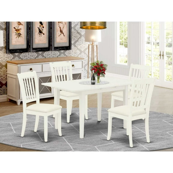 East West Furniture NODA5-LWH-C 5 Piece Norfolk Dining Room Table Set - Linen White