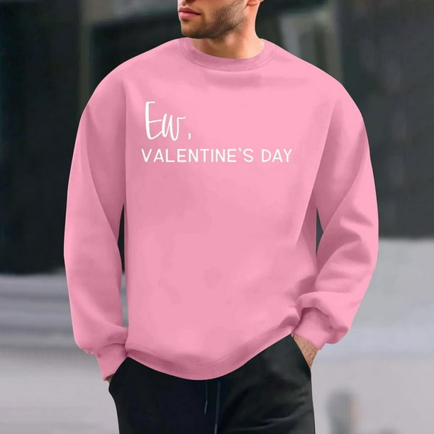 Amzcrzy Sudadera Para Hombre, Con Estampado De Corazones, Informal, De Manga Larga Y Cuello Redondo, Con Capucha, Color Rosa, L