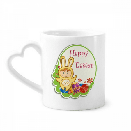 

Happy Easter Yellow Bunny Child Egg Culture Mug Coffee Cerac Drinkware Glass Heart Cup