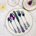 thumbnail image 7 of Gorgeous Retro Royal Rainbow Stainless Steel 20 Pieces Flatware Set, Multicolour Silverware Set, Anti-Rust Stainless Steel Dark Cutlery Set Utensils Including Fork Spoon and Knife, 7 of 7
