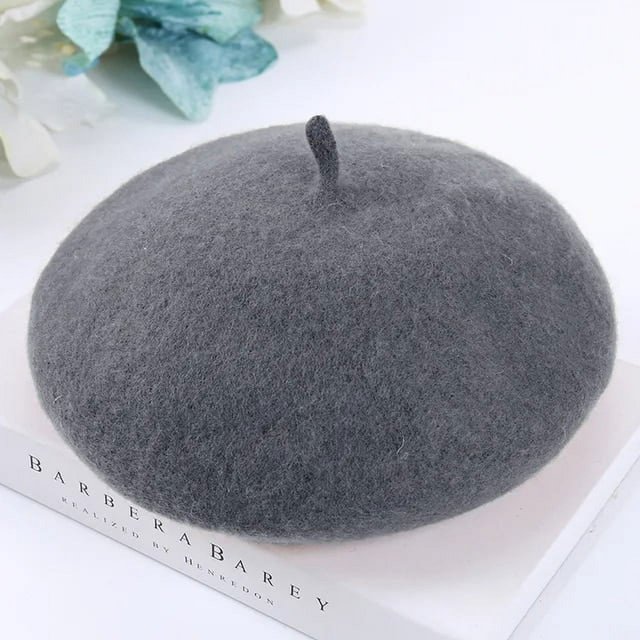 LinYooLi Bérets Français pour Femmes Printemps Automne Hiver Bérets d'Extérieur Style de Rue Casquette Simple Laine Chaude Bonnet Féminin