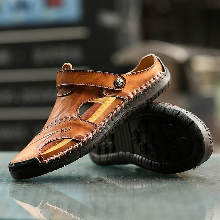 male genuine leather slippers men all-match cowhide sandals men's summer  leisure shoes Sneakers Flip Flops beach outdoor casul