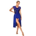 thumbnail image 6 of CHICTRY Womens Lyrical Dance Dress Sheer Mesh Patchwork Skirted Leotard Dancewear Royal_Blue L, 6 of 7