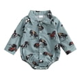 thumbnail image 6 of 12-18 Months Newborn Western Baby Boy Clothes Cowboy Shirt Romper Long/Short Sleeve Button Dress Bodysuit Infant Gentleman Outfits Blue, 6 of 7