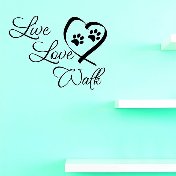 Custom Decals Live Love Walk Wall Art Size: 16 X 16 Inches Color: Black