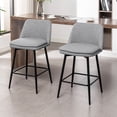 thumbnail image 3 of Cterwk 360 Degree Swivel Barstools with Metal Legs, 25.6" Seat Height Linen Bar Stools for Kitchen Island, Set of 2, Light Gray, 3 of 10