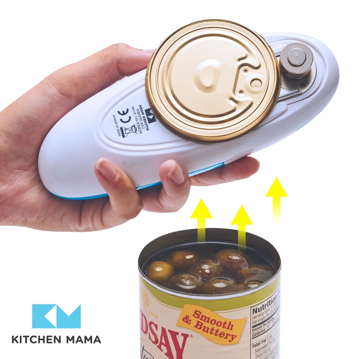 Kitchen Mama Auto Electric Can Opener, Sky Blue, Plastic, Battery Powered with Smooth Edge