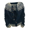 thumbnail image 4 of iHPH7 Fair Isle Sweater Women Long Sleeve Sweaters for Women Knits Clothing Fisherman Sweater Women Cardigan Sweaters for Women Open Front Cardigan for Women Crew Neck Sweater for Women Dark Blue 3XL, 4 of 4