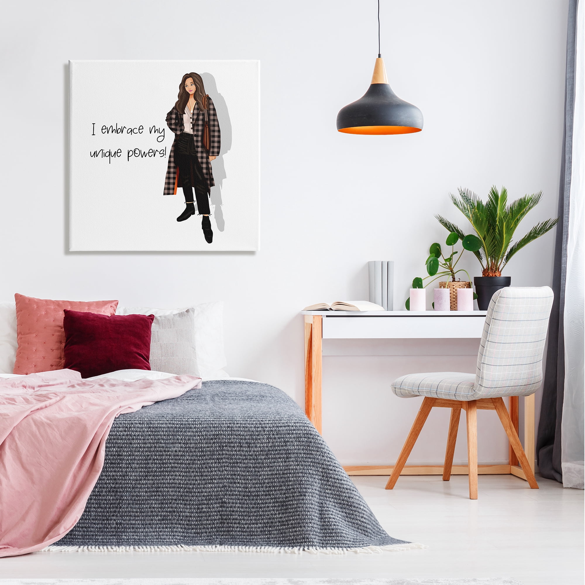 Stupell Industries Unique Powers Female Phrase Inspirational Painting Gallery Wrapped Canvas Art Print Wall Art, 30 x 30