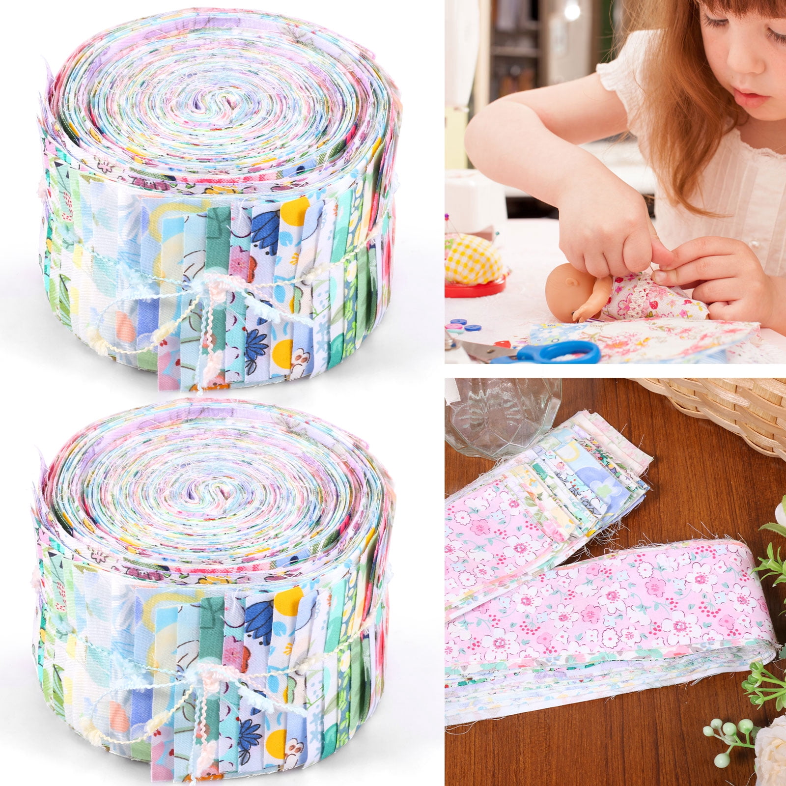 Wekvgz 80Pcs Cotton Quilting Fabric Soft Colorful Printed Sewing Fabric Multipurpose Pre Cut Strips 40 Floral Prints for DIY Handmade Crafting
