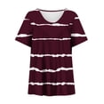 thumbnail image 4 of SDNall Plus Size Loose Fitting Tops for Women Plus Size Short Sleeves V-Neck Print Blouse Pullover Tops (Wine,Sizes:S-5XL), 4 of 9