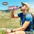 thumbnail image 6 of Yayeee 33oz Insulated Water Bottle Double Wall Stainless Steel with Flip Straw Lid, Colorful Wavy Pattern, 6 of 7