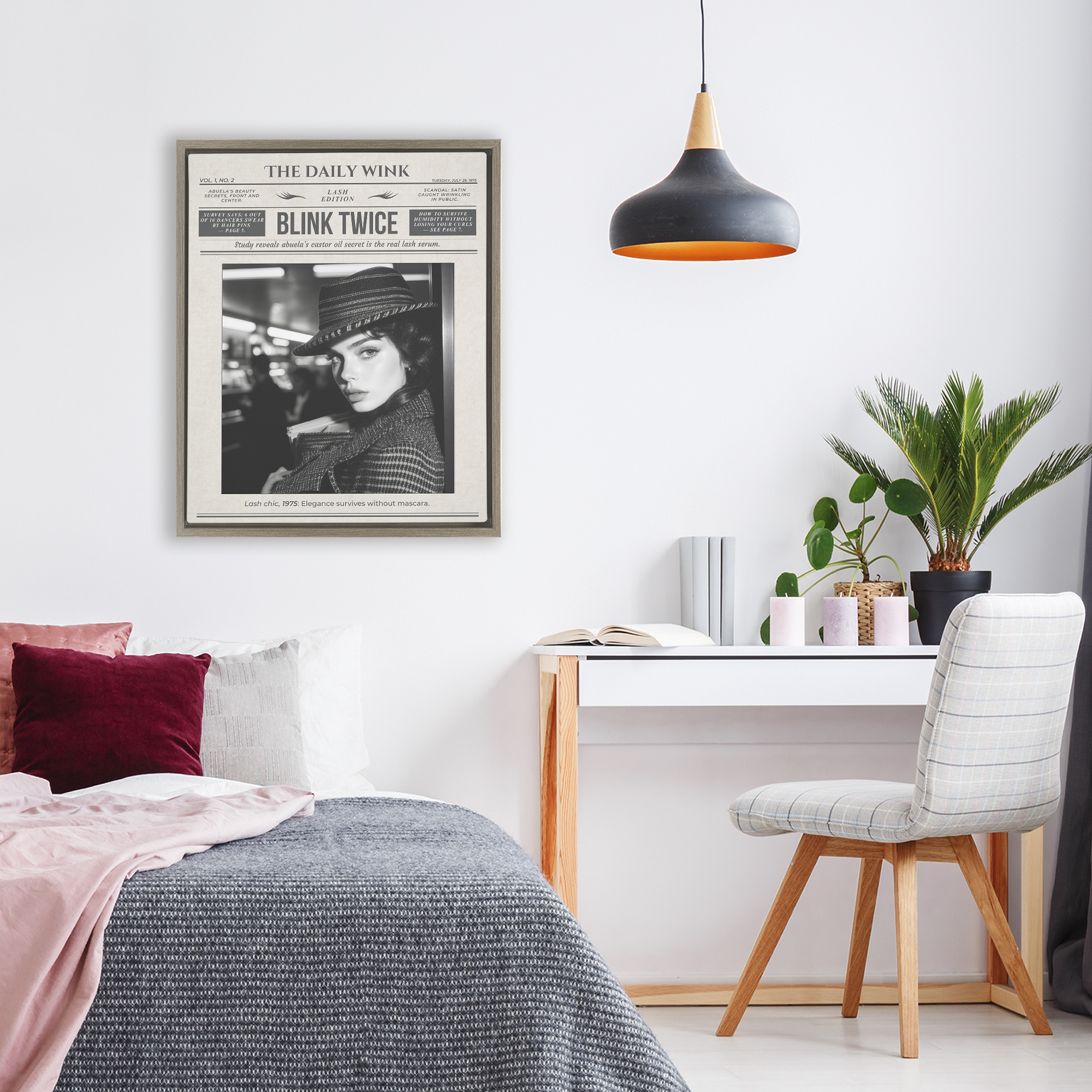 The Daily Wink Magazine Brown Framed Floater Canvas Wall Art, design by A Barefoot Stylist
