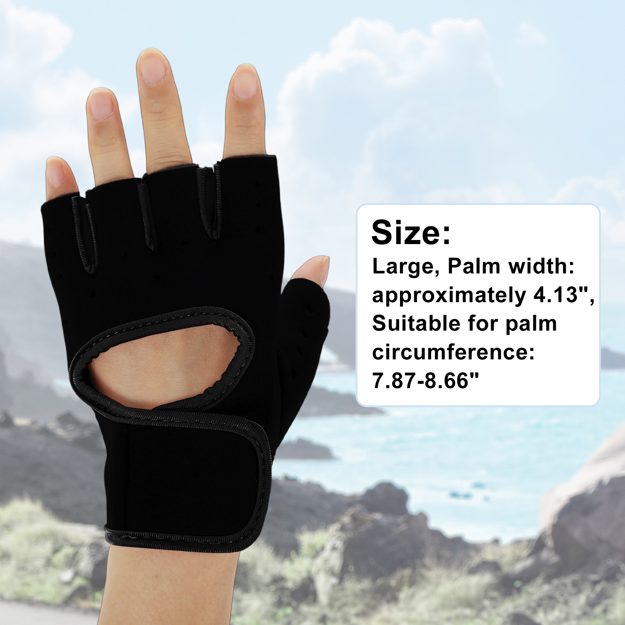 Unique Bargains 1Pair Half-finger Strength Training Sport Gloves Black Large