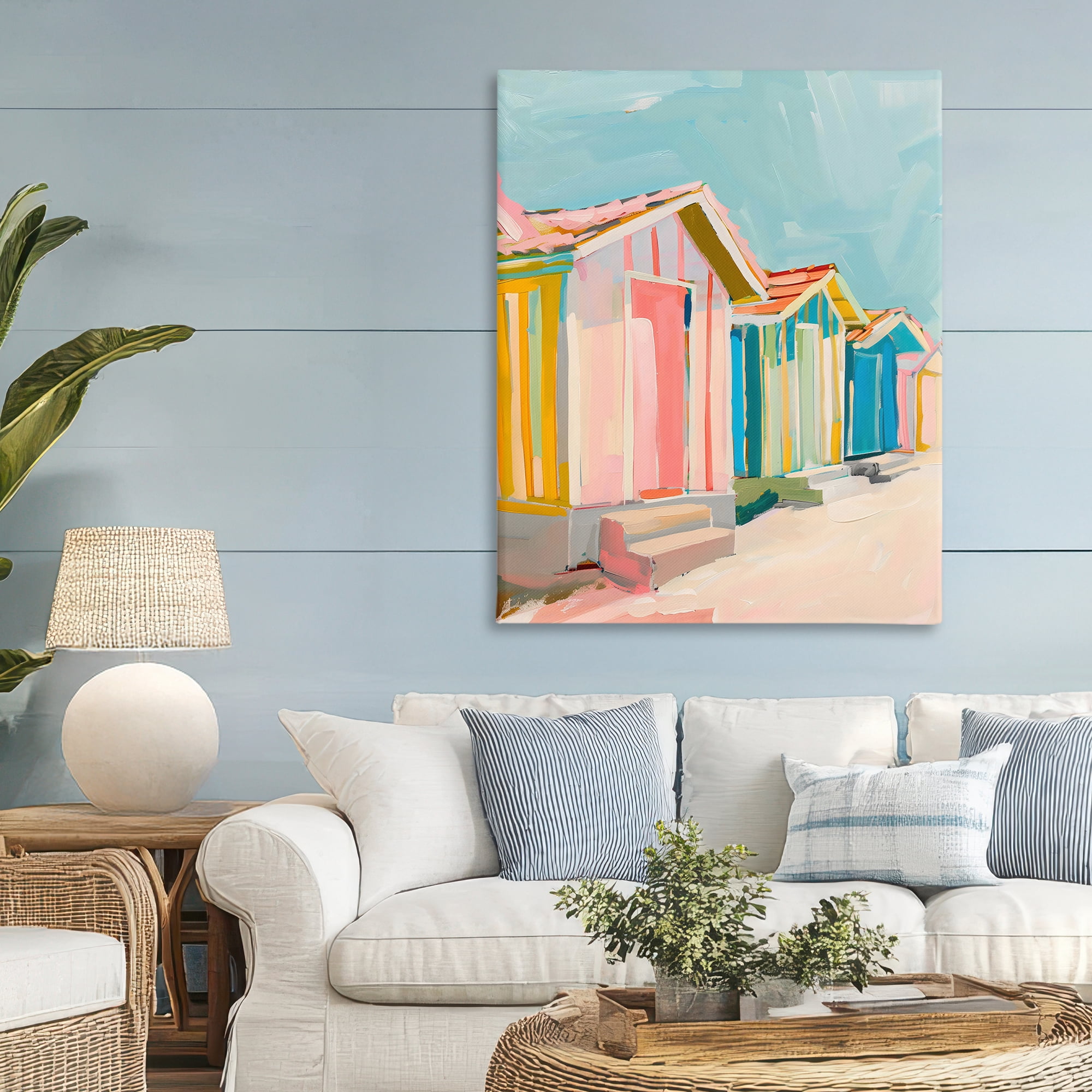 Stupell Industries Striped Beach Bungalows Canvas Wall Art, design by The Prints Vibe