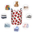 thumbnail image 4 of Balery Hand Drawn Strawberry Cesta de ropa redonda con asas, impermeable, independiente, para ropa, juguetes, dormitorio y familia-Medium, 4 of 6