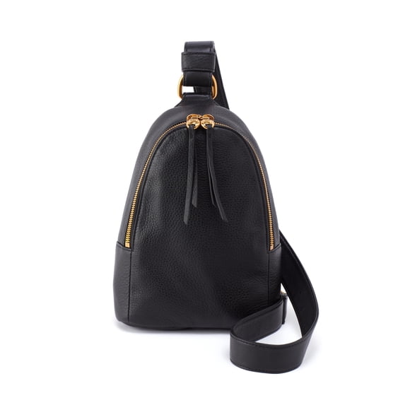 Bolso Bandolera HOBO Fern de Cuero Negro 15x22x5 cm