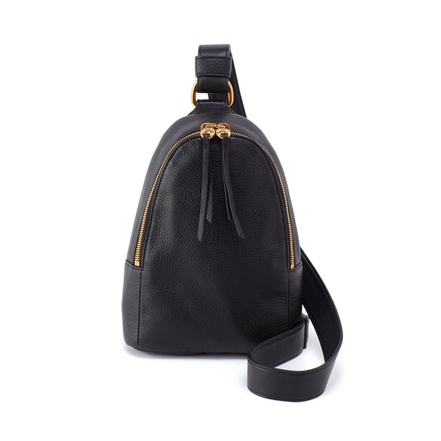 Bolso Bandolera HOBO Fern de Cuero Negro 15x22x5 cm