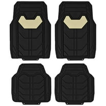 FH Group Universal Fit Bold Geometric Car Floor Mats with Trimmable Design  - Beige Full Set