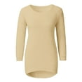 thumbnail image 4 of Siilsaa Women's 2024 Fall Long Sleeve Oversized Crew Neck Solid Color Knit Pullover Sweater Tops Beige,L, 4 of 5