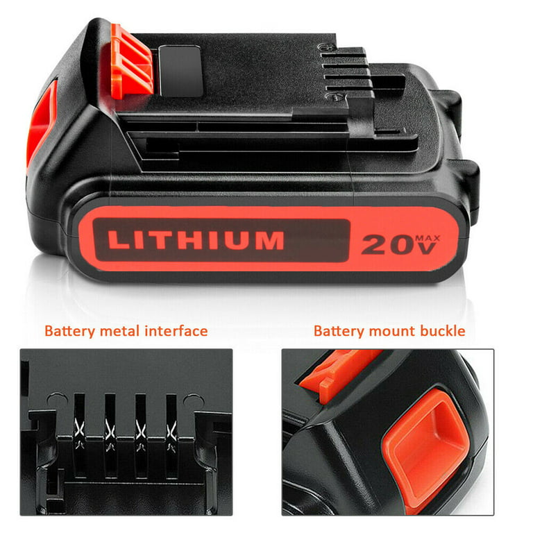 1.5Ah 2.0Ah for Black and Decker 20V Lithium-Ion Max Battery 20 Volt LBXR20