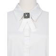 thumbnail image 4 of INSPIRE CHIC Womens Velvet Pre-Tied Bowknot Brooch Pin with Rhinestone for Wedding Party White, 4 of 5