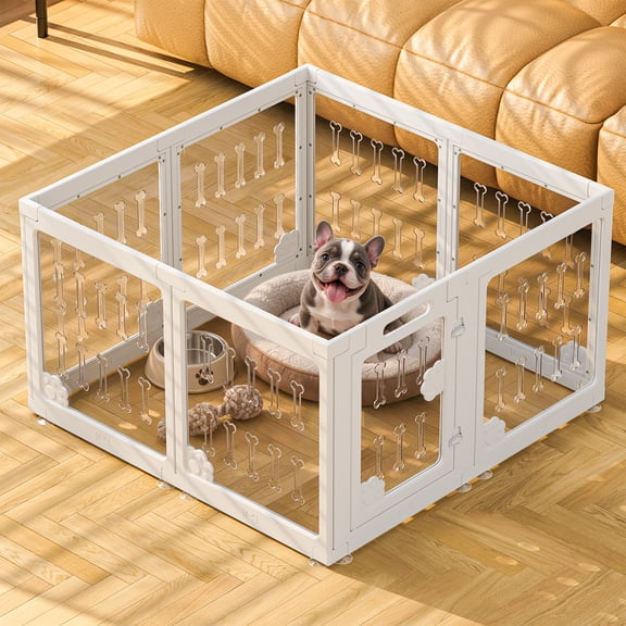 OCEYVI Acrylic Dog Playpen, 23.62" H, 8 Panels, Bone-Shaped