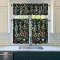 thumbnail image 3 of Country Vintage Curtains 36 Inch Short - 3 Panel Floral Rustic Set with Bohemian Wildflowers, Rod Pocket Window Treatment for Farmhouse Kitchen, 3 of 6