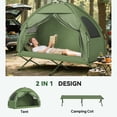 thumbnail image 3 of Ensemble Combiné de Tente de Camping Surélevée Extérieure Compacte, Pop-Up, Portable et Pliable, Vert Foncé, 3 of 7