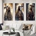 thumbnail image 1 of Designart "Jesus with Cross in Black III" Religious Landscape Framed Wall Art Set Of 3 - Black Religious Landscape Frame Gallery Wall Set For Home Decor, 1 of 6