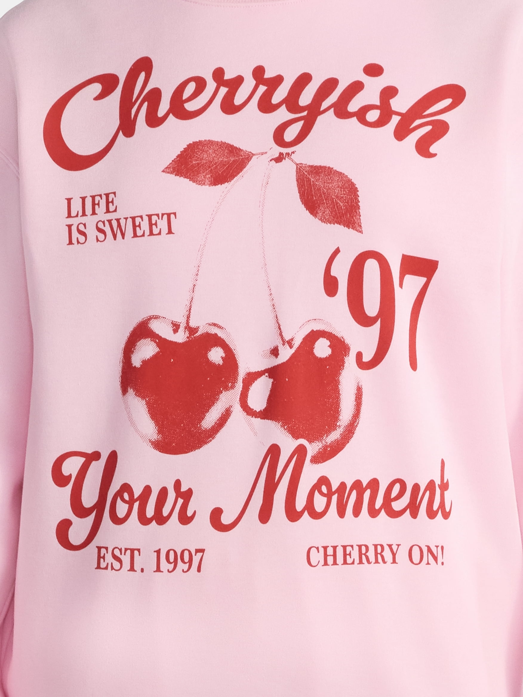 Women's Cherryish Graphic Sweatshirt with Long Sleeves, Sizes XXS-XXL