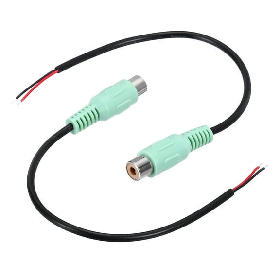 8 Inch Green RCA Female Plug Jack Connector Adapter to Bare Wire Open End Audio Video RCA Cable Pack of 2