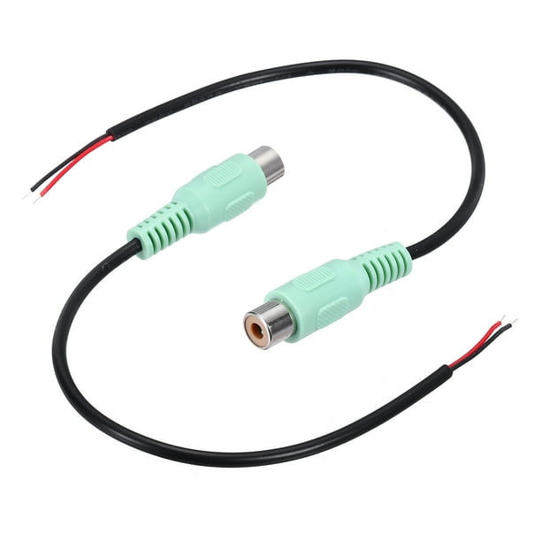 Adaptador de conector hembra RCA verde de 8 pulgadas a cable desnudo, paquete de 2