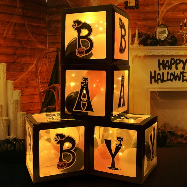 Cajas con globos Baby First para decoración de Halloween, 4 unidades, con LED