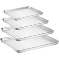 thumbnail image 1 of Juego de 4 bandejas para hornear de acero inoxidable resistente, bandejas para hornear galletas, bandejas para horno tostador, bandejas de media hoja para hornear, no tóxicas, fáciles de limpiar y, 1 of 8