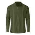 thumbnail image 3 of JTieacloth Button Up Dress Shirt with Pocket Men's Long Sleeve Shirt Casual Solid Holiday Cardigan Shirts Tops Green, 3 of 5