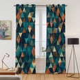 thumbnail image 2 of Teal Orange Abstract Art Kitchen Curtains 96 Inch Length, Geometric Modern Art Grommet Top Bedroom Living Room Curtains, Light Filtering Cafe Curtain Drapes 2 Panels Set 104''x96'', 2 of 9