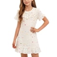 thumbnail image 1 of Robe de Nuit pour Filles, Manches Courtes, Col Rabattu, Imprimé d'Été, Tenue d'Intérieur, Chemise de Nuit pour Tout-Petit, 1 of 7