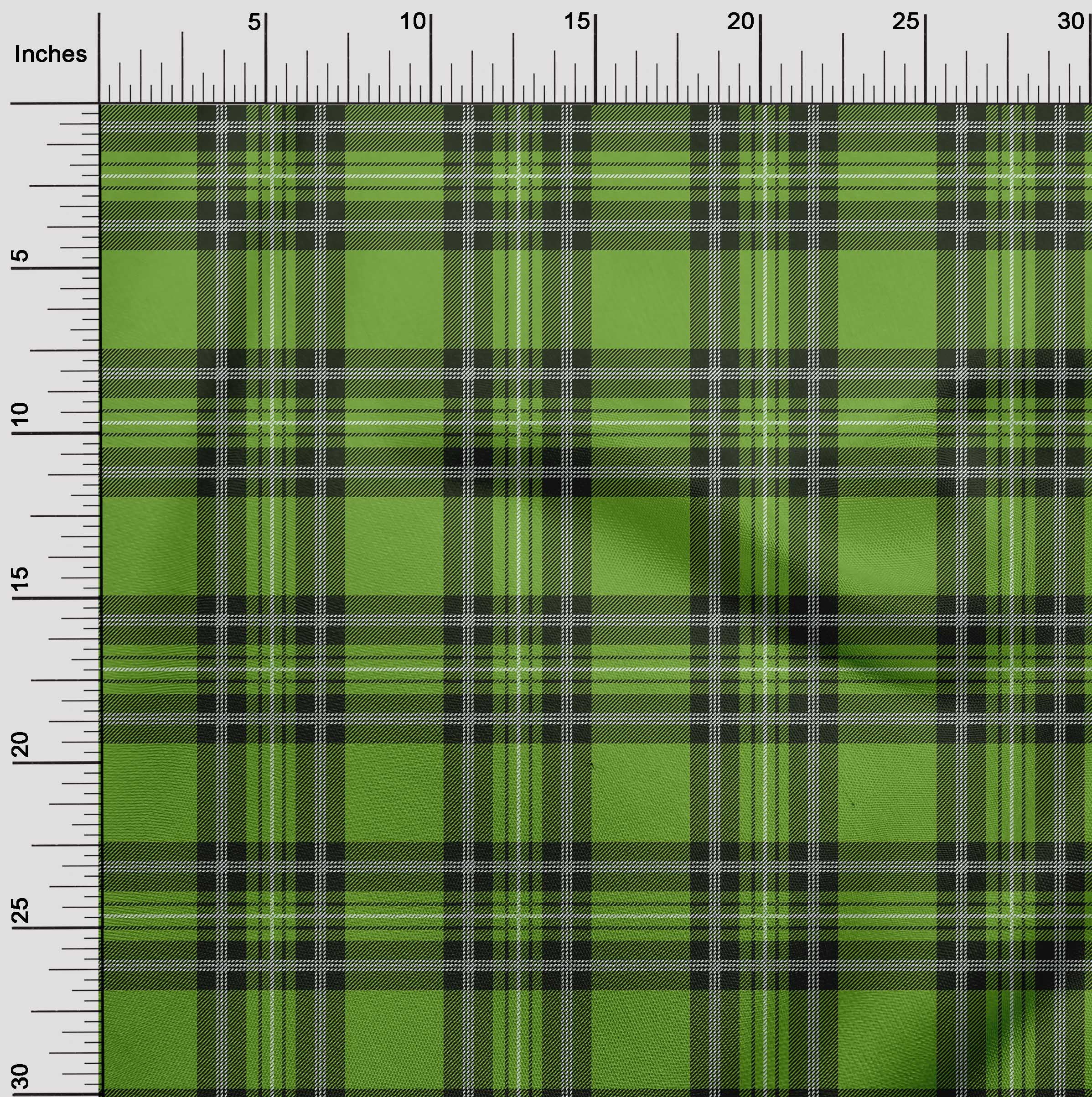 oneOone Cotton Flex Green Fabric Tartan Diy Clothing Quilting Fabric Print Fabric By Yard 40 Inch Wide-5388