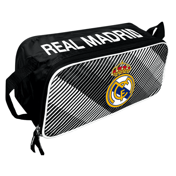 Icon Sports Real Madrid Soccer Shoe Bag, Black/White, 100% Polyester