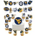 thumbnail image 1 of Suministros De Fiesta De Virginia Occidental Para Regalo De Cumpleaños De Fútbol Wvu Pancarta Y Decoración Para Tartas (42 Piezas) (Montañeros De Virginia Occidental), 1 of 5