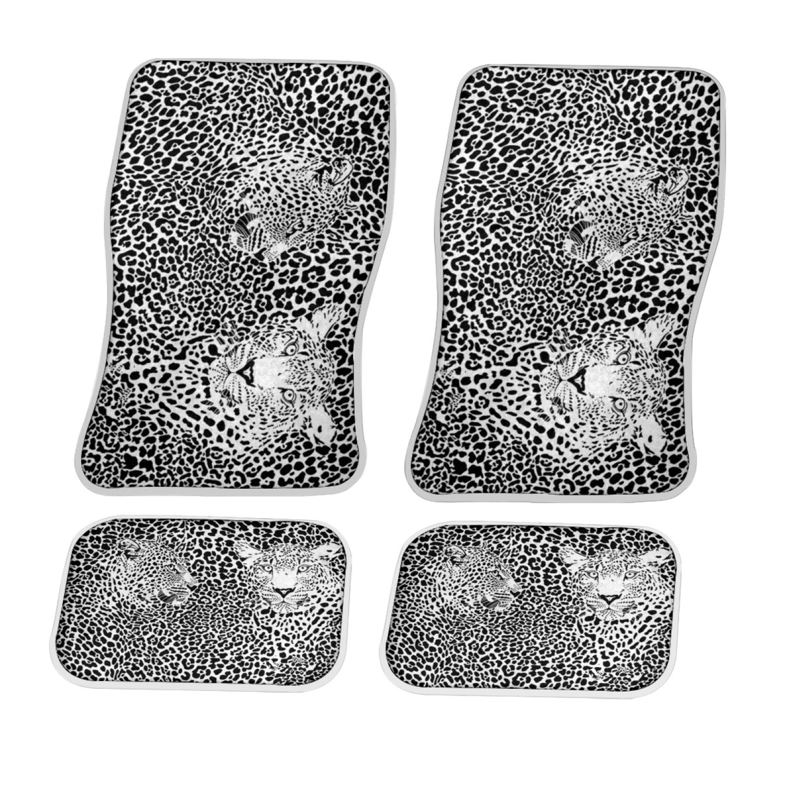 Automotive Floor Mats,Gray Leopard Car Floor Mats, Universal Floor Mats for Auto, 4 Pieces Car